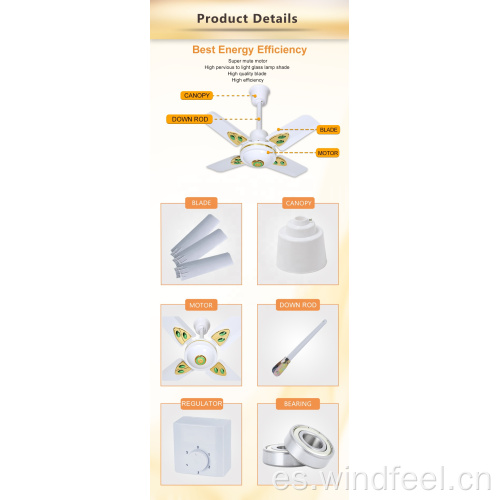 Ventilador de techo eléctrico útil de 24 pulgadas con decoración 110V-220V